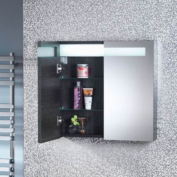 Gemini 600mm 2-Door Mirrored Cabinet with Integrated Lights